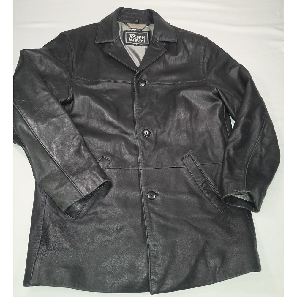 Vintage Joseph Bank Leather Jacket Men's Size S Brown Button‑Up Urban Cowboy 80s